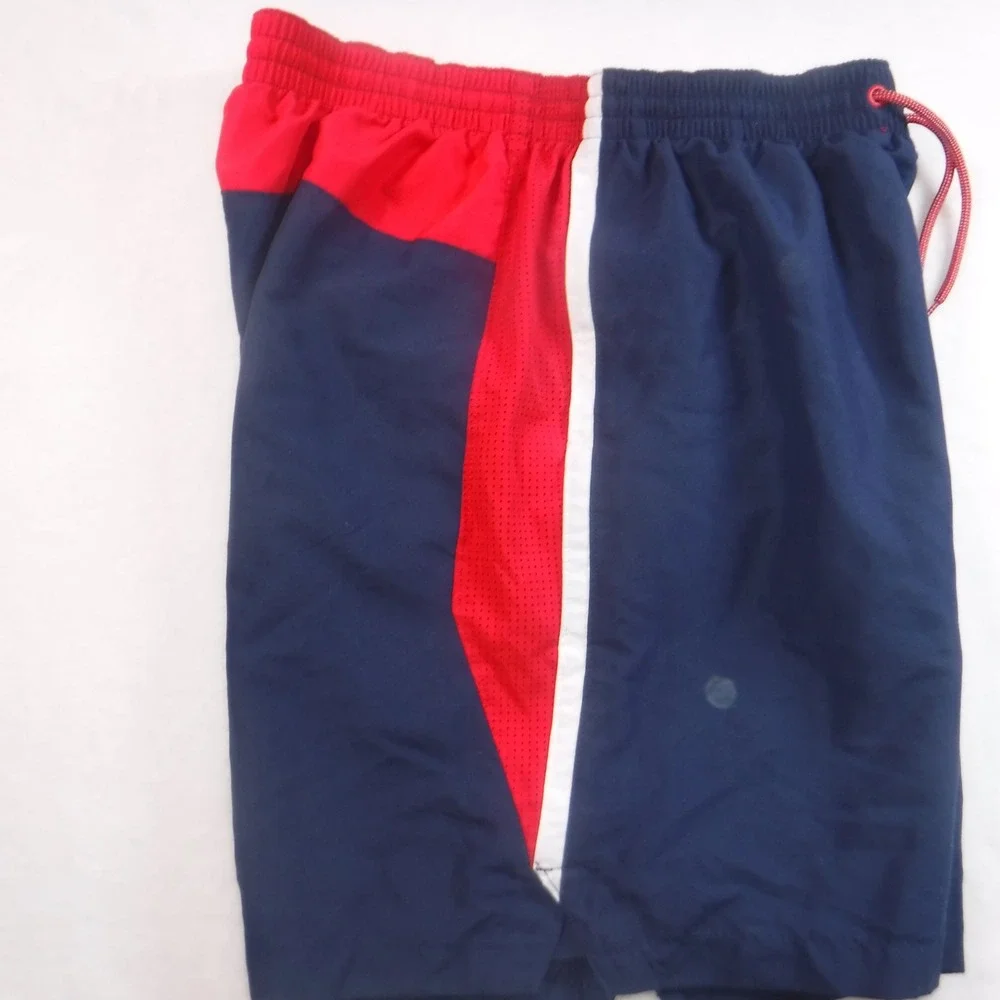 Nike Mens XL Swim Trunks Navy Blue Red White Mesh Lined Athletic Shorts NESSC602